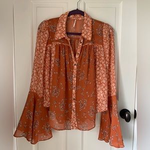 NWT free people flowy button down top